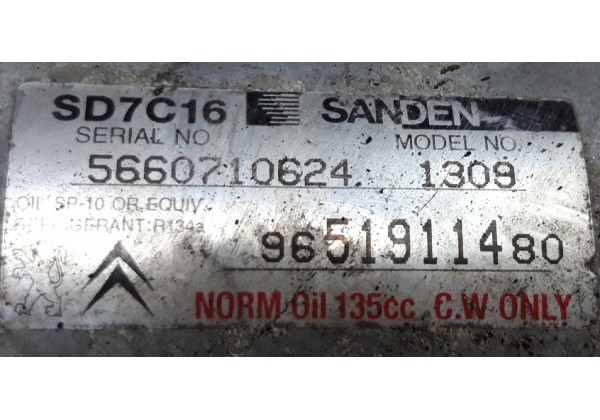 Компресор кондиціонера Peugeot, Citroen, SD7C16 SANDEN, 6453QL, 9651911480, 9659875880
